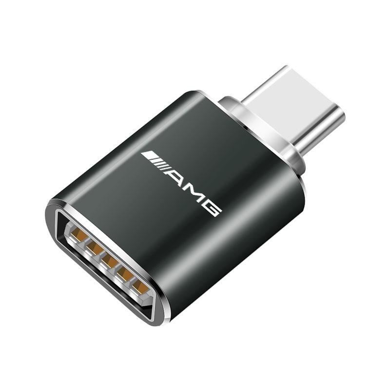 1 шт. Мини-конвертер-адаптер для зарядки автомобиля Type-C на USB 3.0 с логотипом AMG для Mercedes Benz AMG A B C E G CLA W211 W203 W204