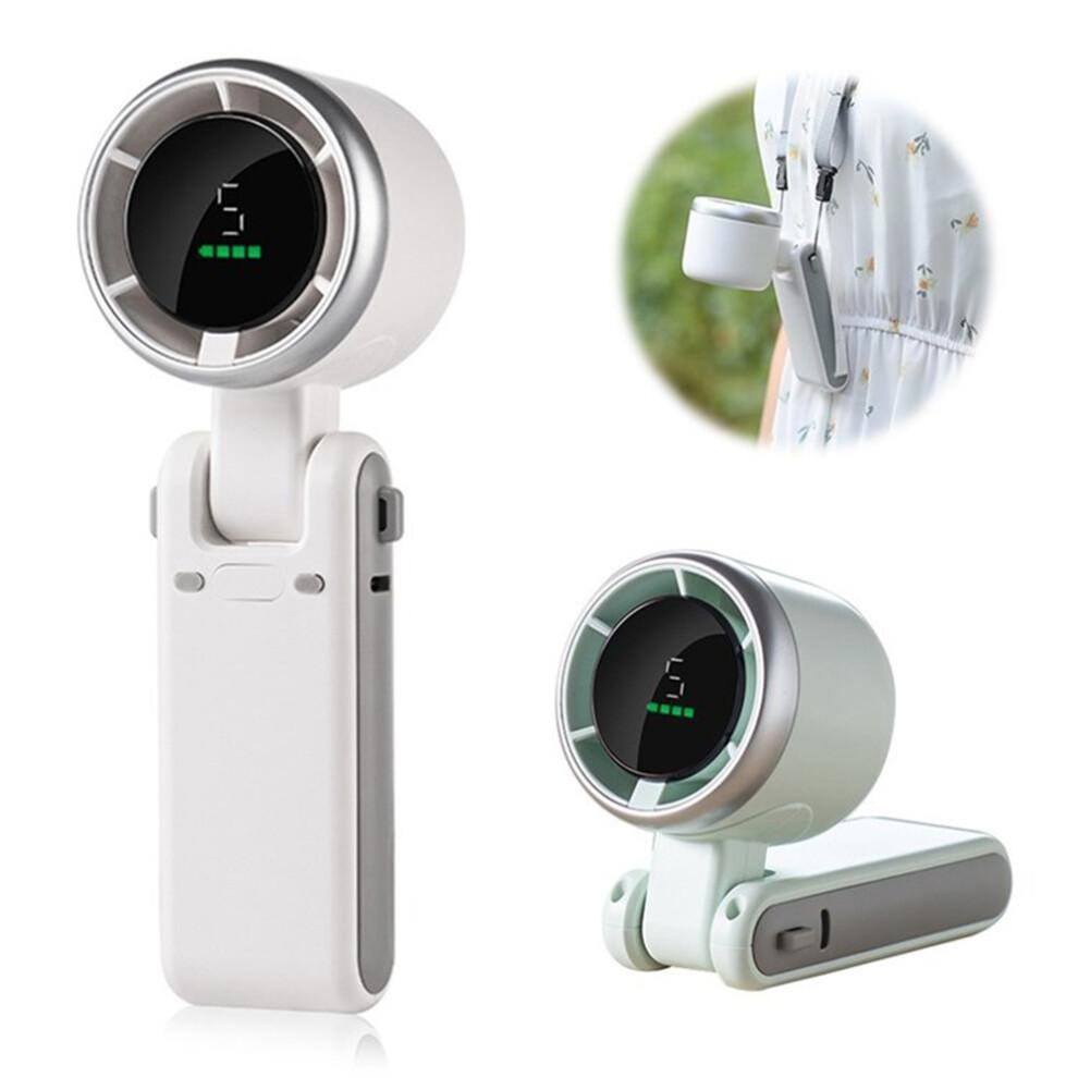 (White) N607 Foldable Handheld Fan Turbo High Speed Silent USB Rechargeable Neck Fan less