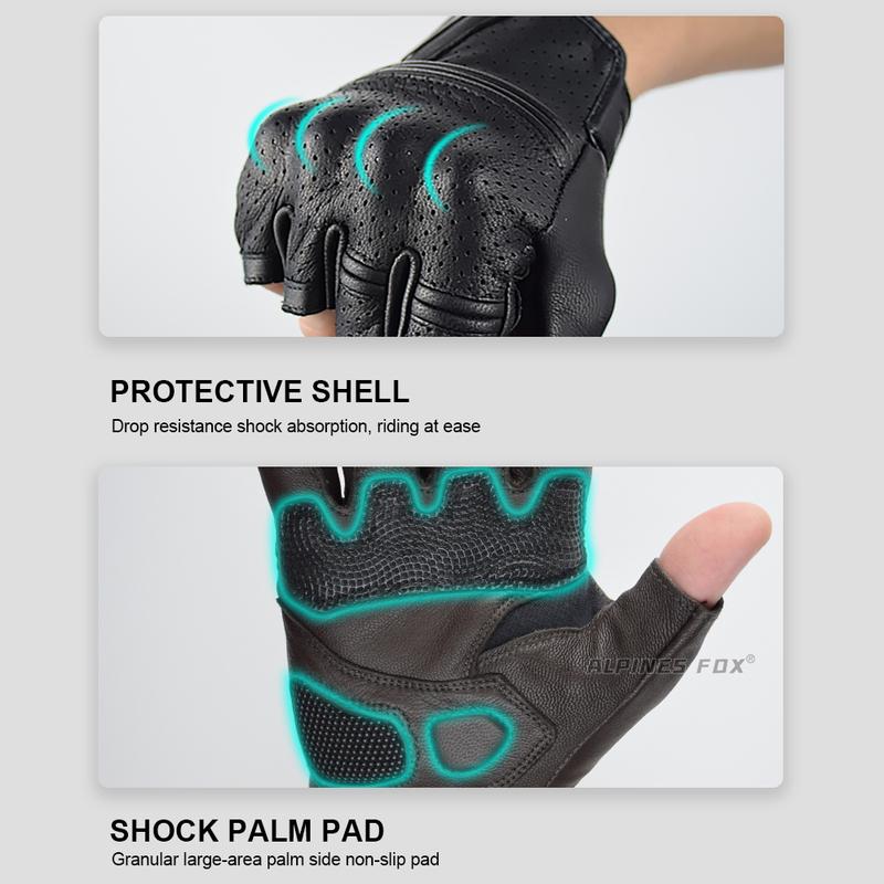 Summer Half Finger Motorcycle Gloves Men Breathable Fingerless Motorbike Gloves Retro Leather Racing Guantes Motocross Equipment