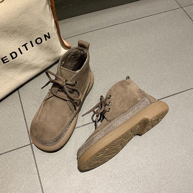 Ботинки женские зимние 2023 года Ботильоны Кроссовки Зимние ботинки Женские туфли на платформе Удобные с круглым носком Низкий каблук Элегантные осенние панк