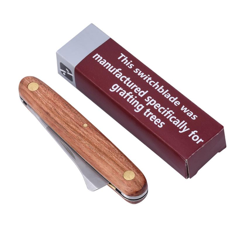 Garden Tools Foldable Grafting Pruning Knife Professional Garden Grafting Cutter Tree Pruning Stainless Steel Wooden Handle Knife Tool