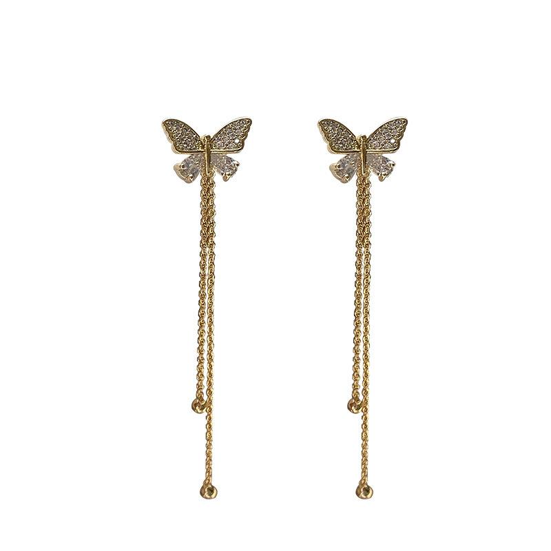 The new 911 silver needle is a two-wear butterfly earring, summer fresh girl versatile earrings, earrings.