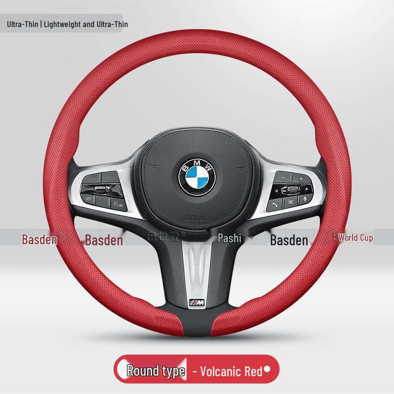 BMW Genuine Leather Steering Wheel Cover - Fits 1, 2, 3, 4, 5, 7 Series & X1-X6 Models