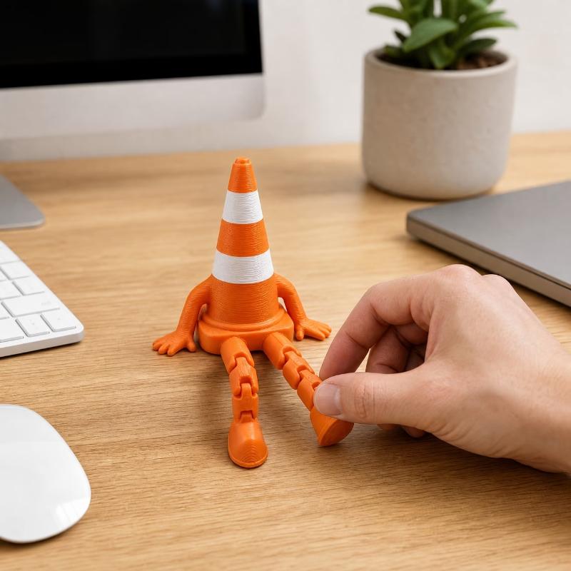 Украшения в виде дорожных конусов 3D-печатная фигурка дорожного конуса с гибкими подвижными конечностями Настольные украшения Декор для дома и офиса