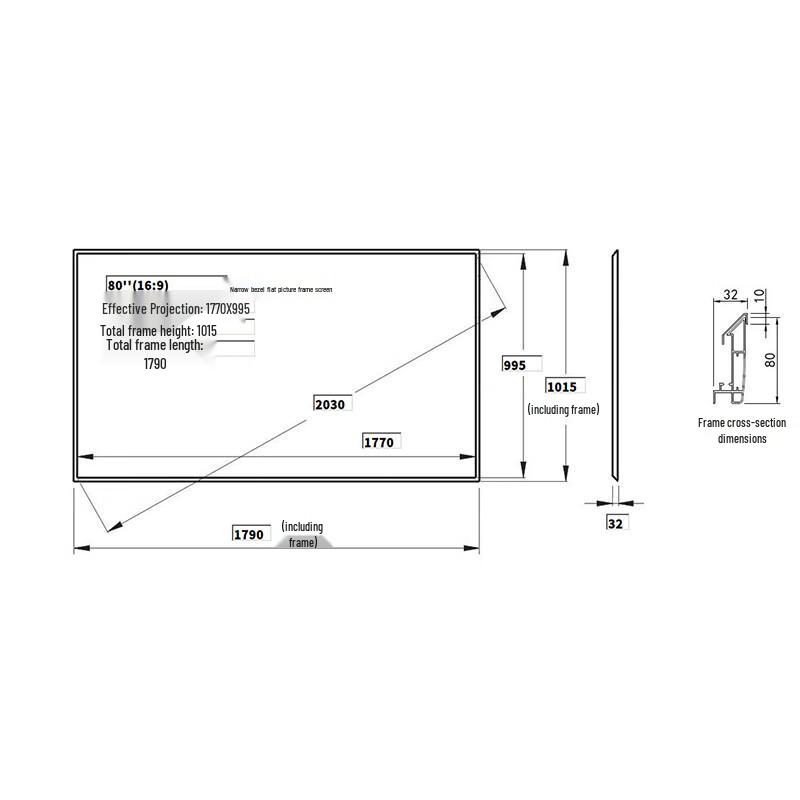 JK G-W100 Narrow Bezel Fixed Frame 4K 3D Projection Screen