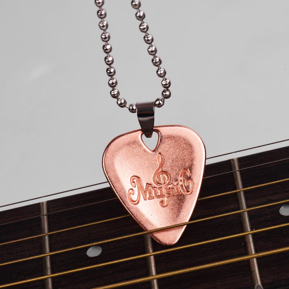 Metal Guitar Pick Necklace Zinc Alloy 1.2mm Thickness with Chain