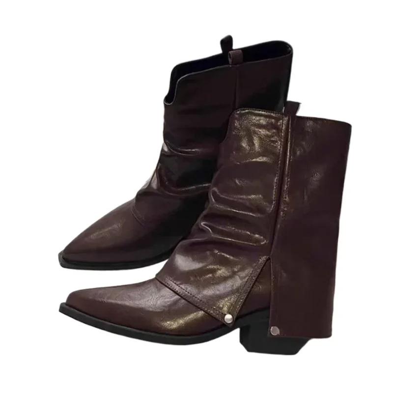 Модная женская обувь на распродаже 2024 Новые ботинки-рукава Женские зимние ботинки Острый носок Однотонные Сохраняющие тепло Короткие голенища Низкий каблук Модные ботинки