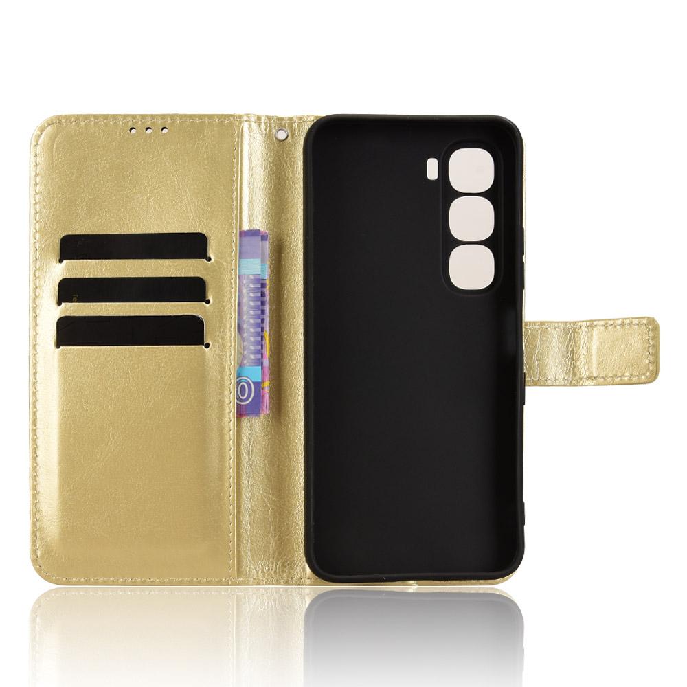 For Infinix Hot 60 5G/Hot 60i 4G Case Crazy Horse Texture PU Leather Phone Wallet Cover with Wrist Strap