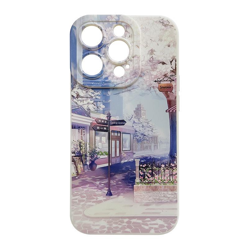 Мягкий защитный чехол из ТПУ с изображением цветка вишни для iPhone 11/12/13/14/15