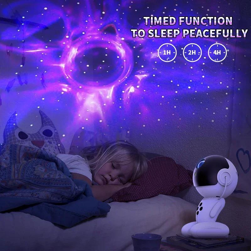 Robot Galaxy Projector Night Light Remote Control Nebula Projection Lights Bedroom Ambient Lighting
