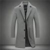 Men's Gray Woolen Mid-Length Coat - Stylish, Slim Fit, Versatile Evening Windbreaker Suit