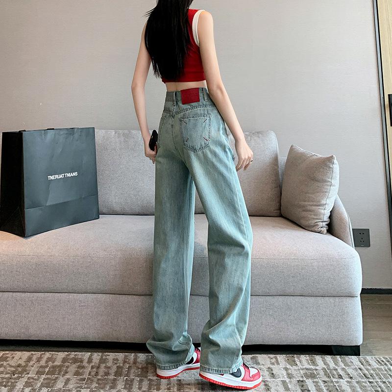 Ripped Jeans for Women In Spring Narrow Wide-leg Pants for Women In Spring Slimness and Drooping Floor Pants