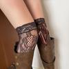 Floral Lace Thigh High Stockings Laces up Over Knee Highs Socks Fishnet Stockings Sweet Bows Thigh High Sock Hosiery