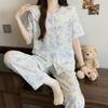 French gentle wind doll collar pajamas women's summer short-sleeved trousers cloud cotton cute cartoon loungewear