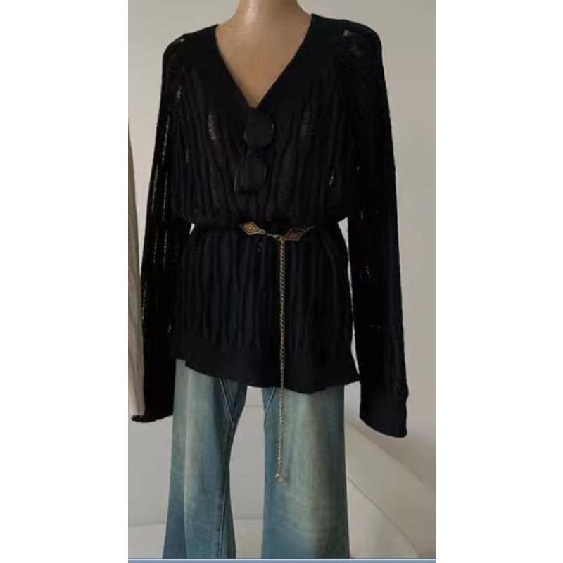 Женский летний свободный трикотажный топ с v-образным вырезом и вырезами