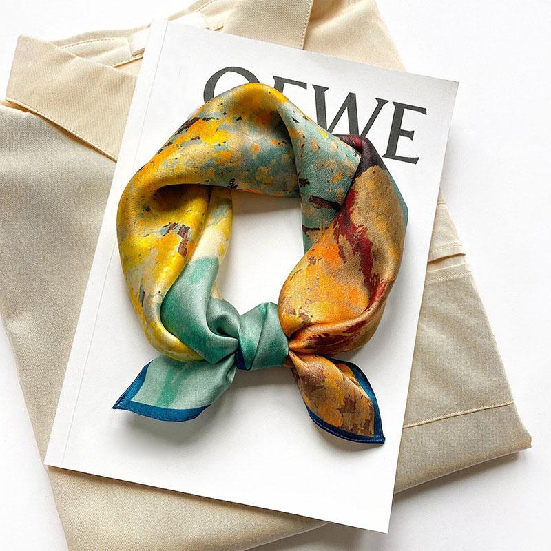 Hot 2025 Women Scarf Summer 100% Silk Scarves Shawls Lady Wraps Soft Pashimina Female Echarpe Beach Stole Bandana Headband Hijab