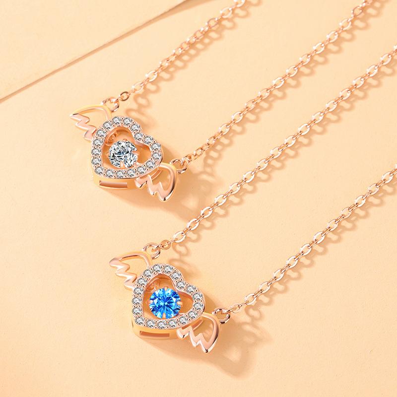 Ожерелье Angel Wings Agile для женщин, модная цепочка Love Heart Beating Heart Clavicle