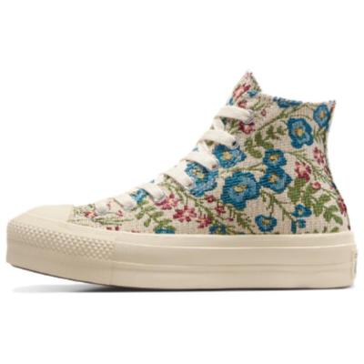Chuck Taylor All Star Lift Platform Женские кроссовки с высоким цветочным узором и гобеленом кремового цвета Egret Natural-Ivory A11992C