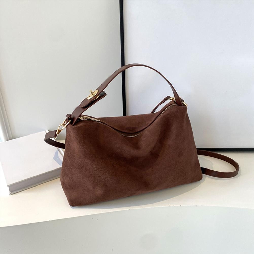 Women Suede Shoulder Bag Adjustable Strap Crossbody Bag With Inner Pocket Retro Hobo Purse Clutch Winter Fashion Female Handbag