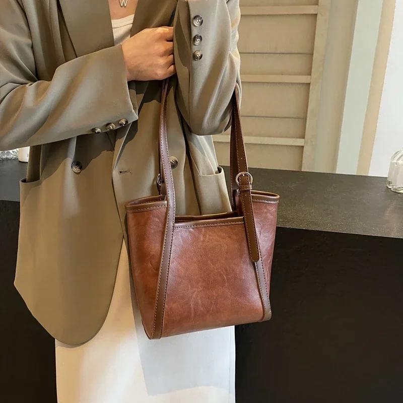 Большая вместительная женская сумка на одно плечо, универсальная, повседневная, простая, сумка для матери и ребенка, ретро, новая