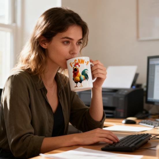 Кружка Петух F-Caw-F Керамическая кофейная кружка 400 мл Кружка для чая со скрытым посланием Саркастический подарок для любителей чая и кофе