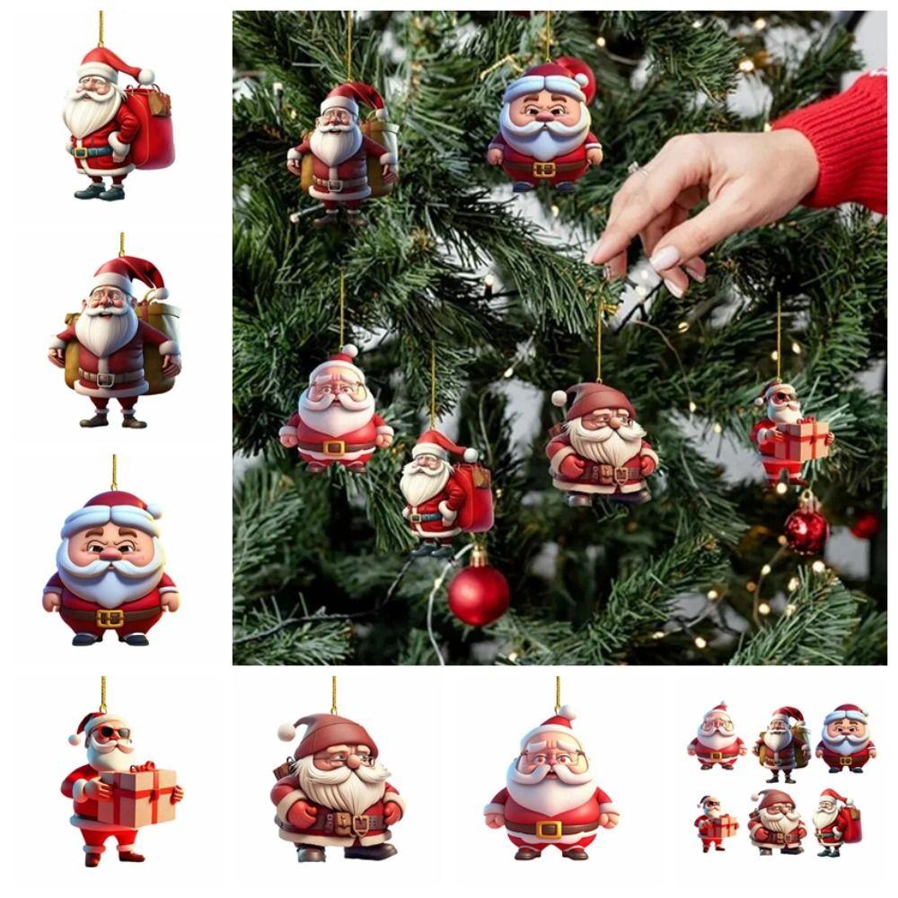 Santa Claus Xmas Car Ornament 2D Acrylic Christmas Snowman Santa Claus Pendants Pendants Gift