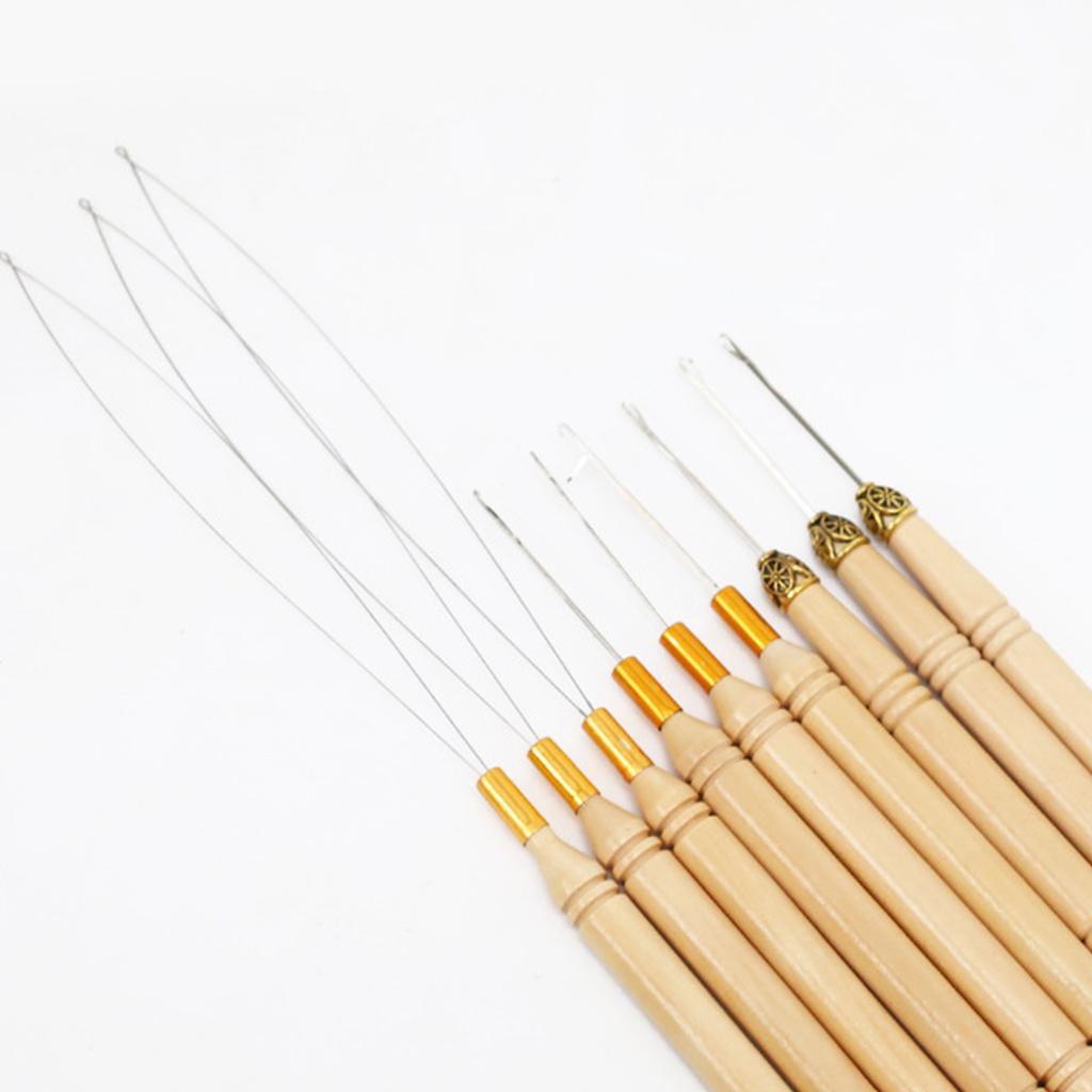 10 шт. Игла для протягивания, петля для наращивания волос, нитевдеватель, инструмент для бусин, инструмент для наращивания волос, крючки для вязания крючком