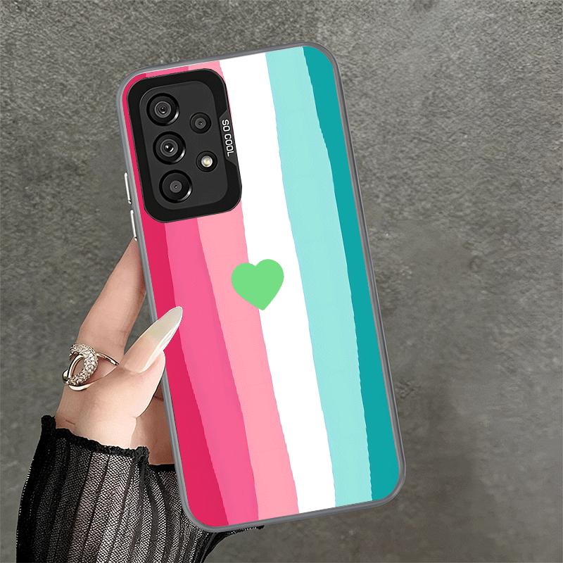 Rainbow Gradient Love Desgin Soft Phone Case for Samsung A17 A16 A15 A14 A13 A57 A56 A55 A54 A53 A37 A36 A35 A34 A33 A26 A25 A24