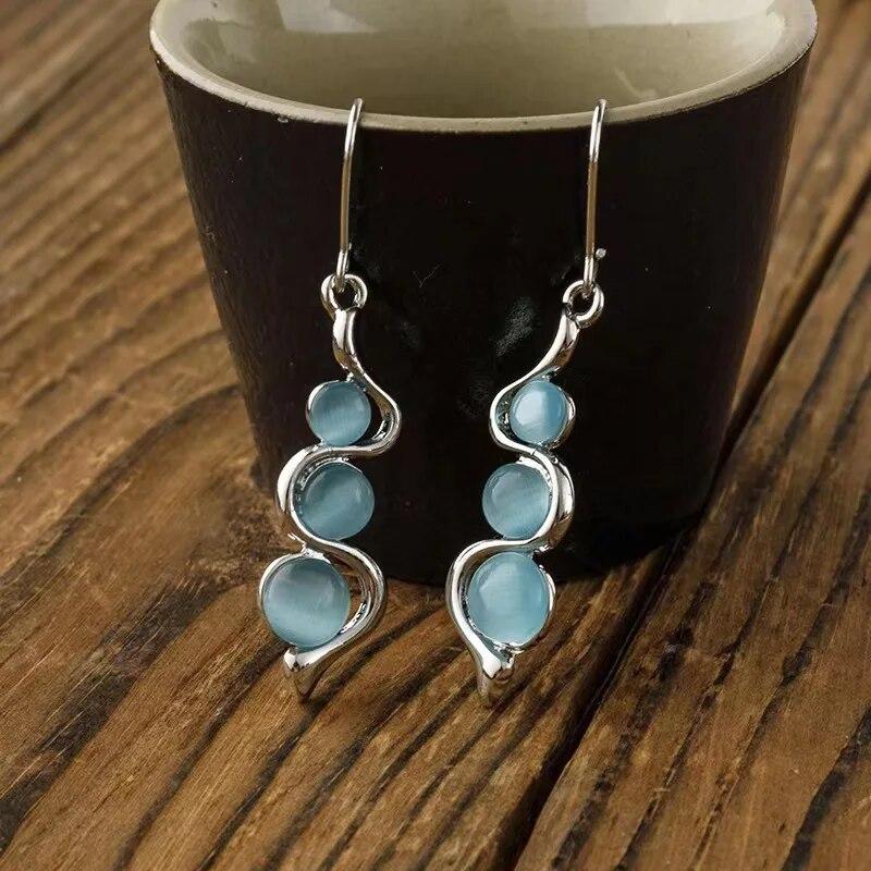 Висячие серьги в стиле бохо для женщин, винтажные серьги-капли с селенитом и бирюзой, этнический ретро-кулон, крючок для ушей, пляжная вечеринка, ювелирные изделия, подарок