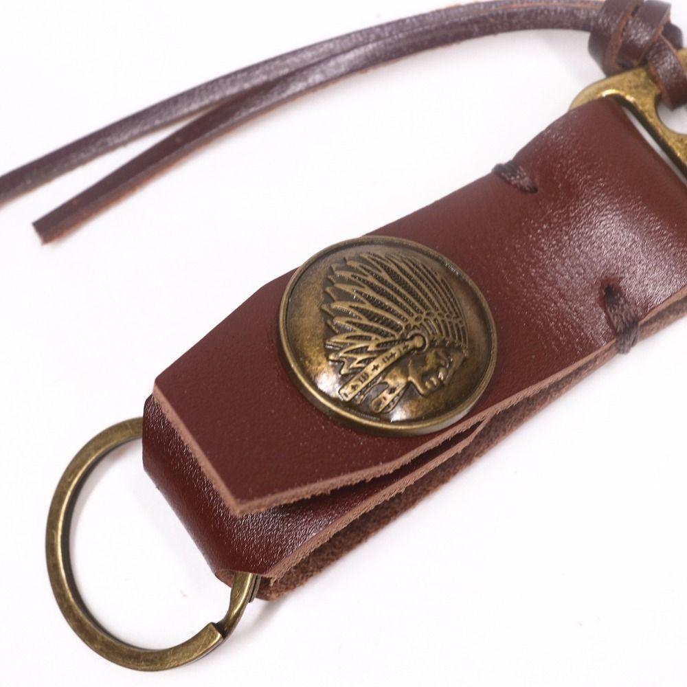 Vintage Genuine Leather Keychain Handmade Car Keychian Leather Pendant Retro Key Holder Male