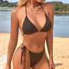 CINOON Сексуальное бикини пуш-ап женские купальники женский комплект микро бикини однотонные стринги с завязками сбоку купальный костюм купальные костюмы