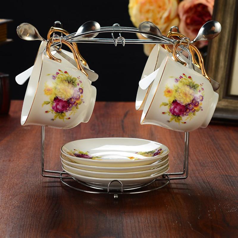 Стойка для кофейных чашек и блюдец вмещает 6 кофейных чашек и 6 тарелок, кухонная стойка для сушки, прочная современная подставка для кружек для столешницы