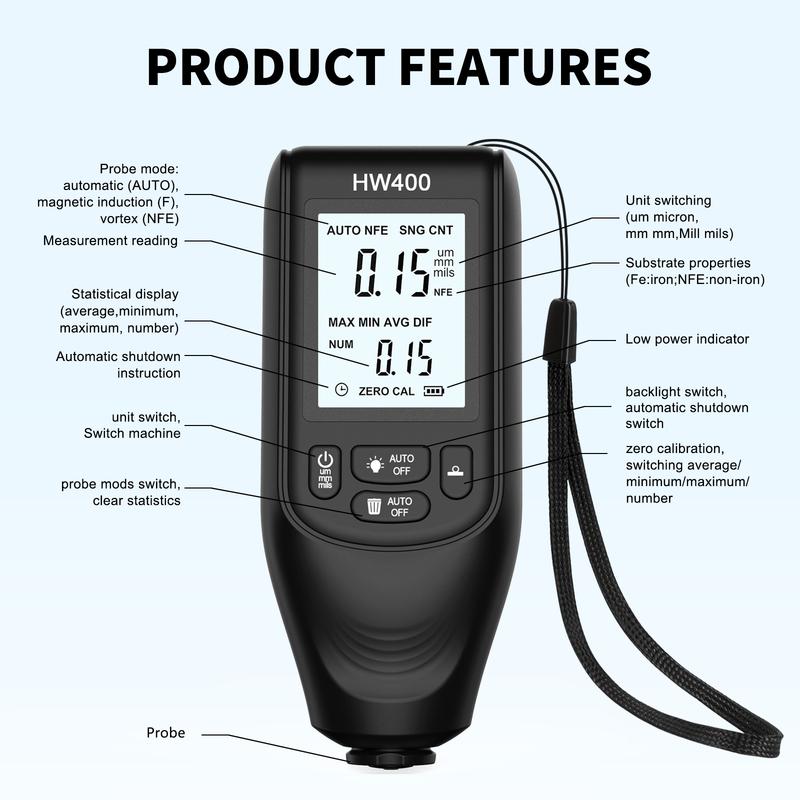 2025New Car Paint Thickness Tester Auto Film Coating Thickness Gauge Meter Manual Paint Tool Coating Test Accessories for Fe/NFE