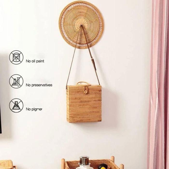 Panier tissé - AIMOONSA - 30 cm - Rotin naturel - Décoration murale - Écologique