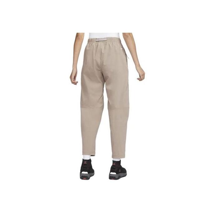 Nike Серия ACG однотонные прямые трикотажные спортивные брюки со средней посадкой и шнурком женские брюки цвета хаки, горно-белый FD5213-247