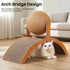 3-in-1 Cat Scratcher Cats Cardboard Scratching Pad with Sisal Ball Wood Frame Indoor Kitten Arched Scratcher for Active Cats Scratching Playing