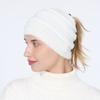 Ladies Knitted Hats Headband Autumn Winter Hats Widened Face Maskvempty Top Ponytail Woolen Hats & Caps