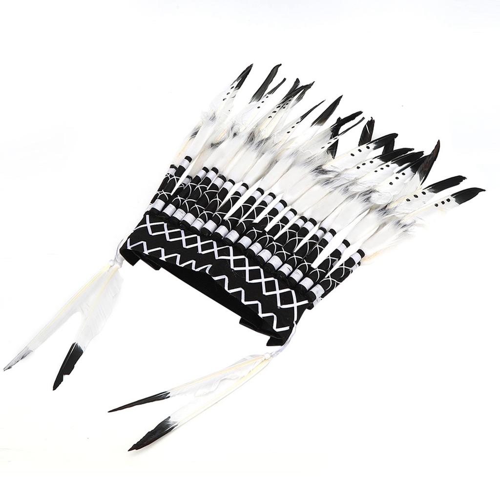 Native American Headdress Black Chief Indian Feather Hat Funny Child Party PropsBlack