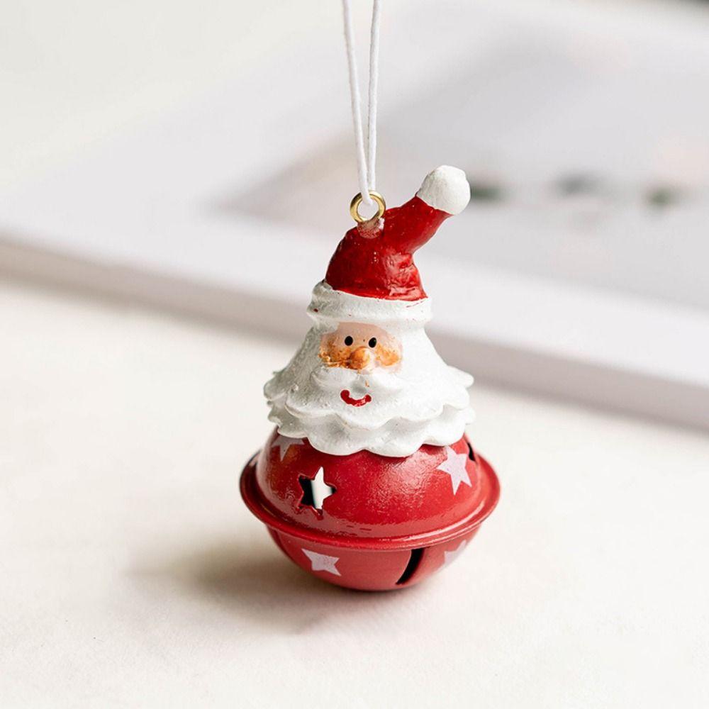 Cartoon Cute Christmas Santa Bell Pendant Hanging Rust-proof Snowman Bell Pendant Iron Art Xmas Tree Ornaments Christmas
