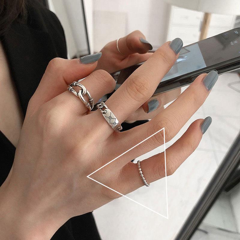 Корейское минималистичное кольцо-цепочка из стерлингового серебра 925 пробы для женщин