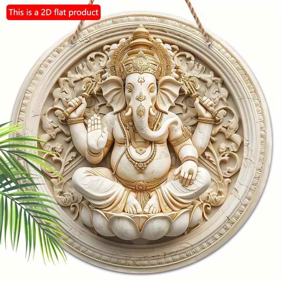 1 шт. 2D плоский классический стиль настенное искусство Ганеша - 20 см изготовленный из дерева декоративный знак и табличка для Дивали многоцелевого использования, не требуется электричество, идеально