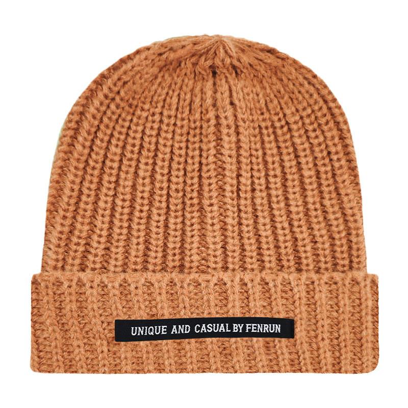 Casual Unique And By Fenrun Letter Print Knitted Hat Thick Striped Cap Warm
