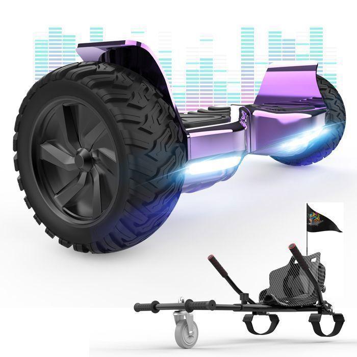 Хоббиборд RCB 8.5 Дюймов Электросамокат Внедорожный Гироскутер Hummer Bluetooth LED + Ховеркарт Картинг Регулируемый Фиолетовый&Чернить