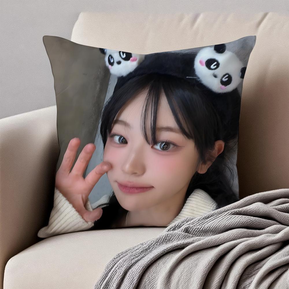 Popular Kpop Idol QWER HHina Jang Nayoung Cushion Cover Pillowcase Antidustmite Invisible Zipper Short Plush Sofa Cushion