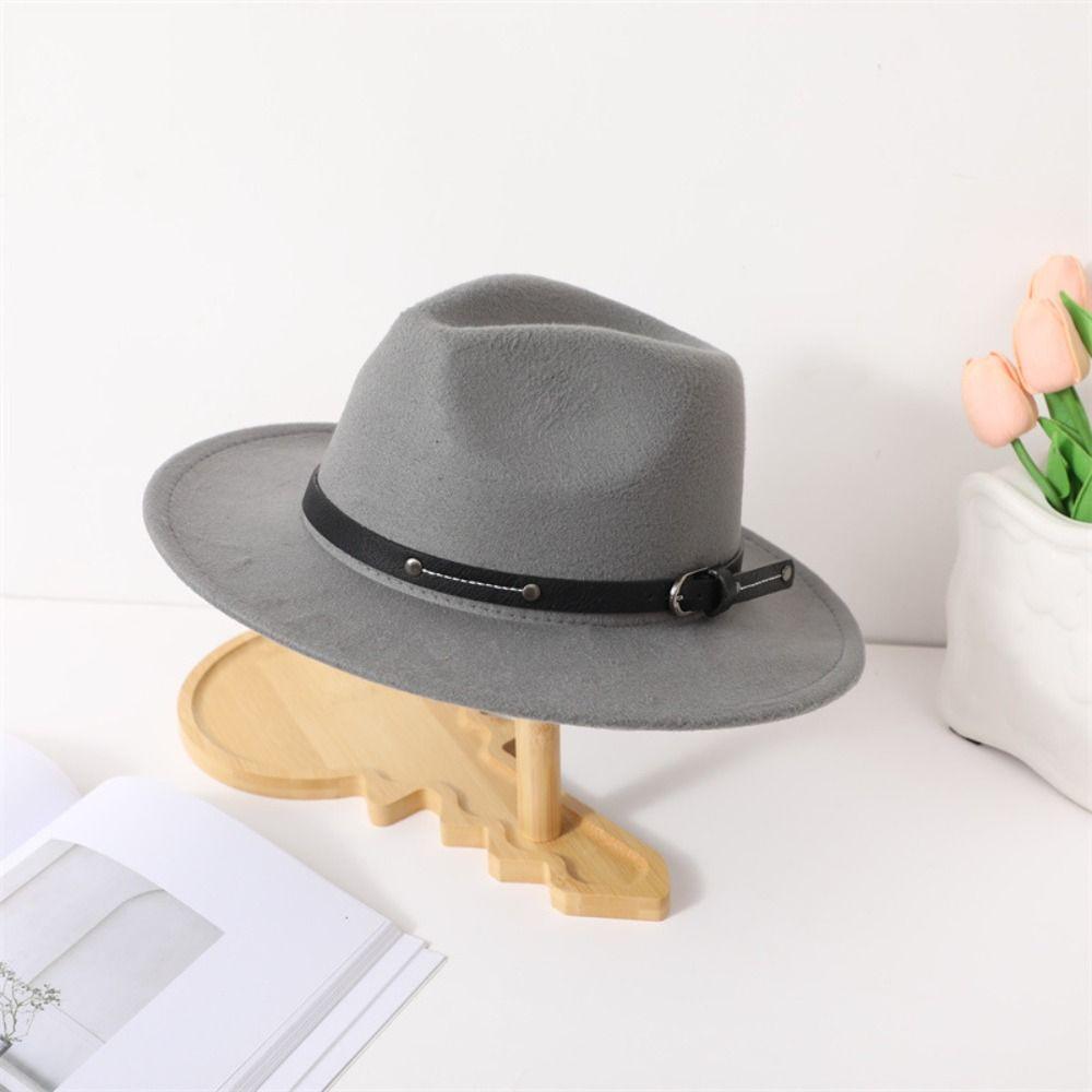 Панама с широкими полями и пряжкой ремня, ковбойская кепка, модная фетровая шляпа Fedora для мужчин и женщин
