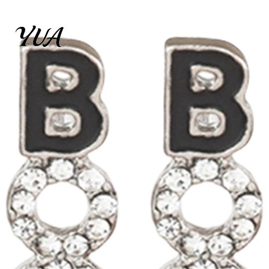 Fashionable Holiday Statement Jewelry 1 Pair Halloween BOO Earrings for Women, Sparkly Rhinestone Boo Lightweight Party Accessories Letter Stud