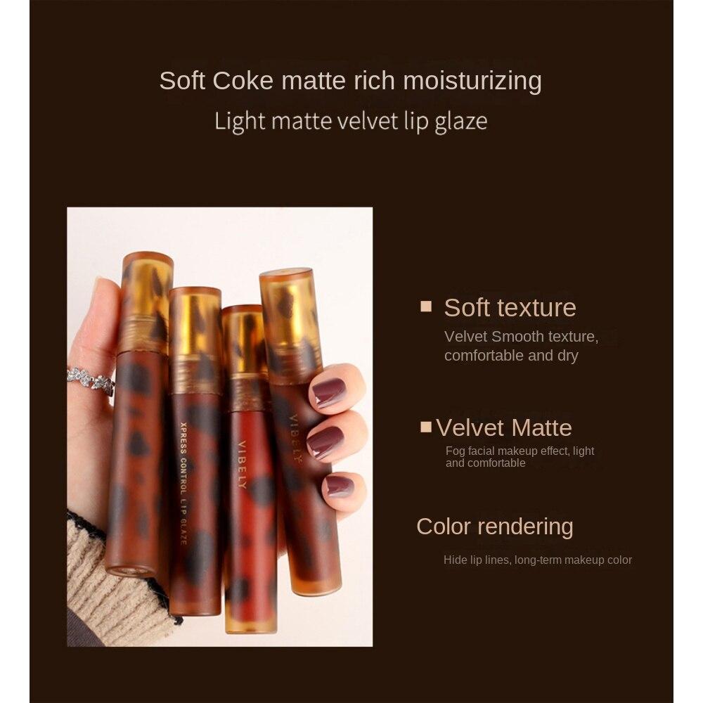 VIBELY Matte Amber Lip Glaze Антипригарная губная помада Amber Leopard Lip Glaze