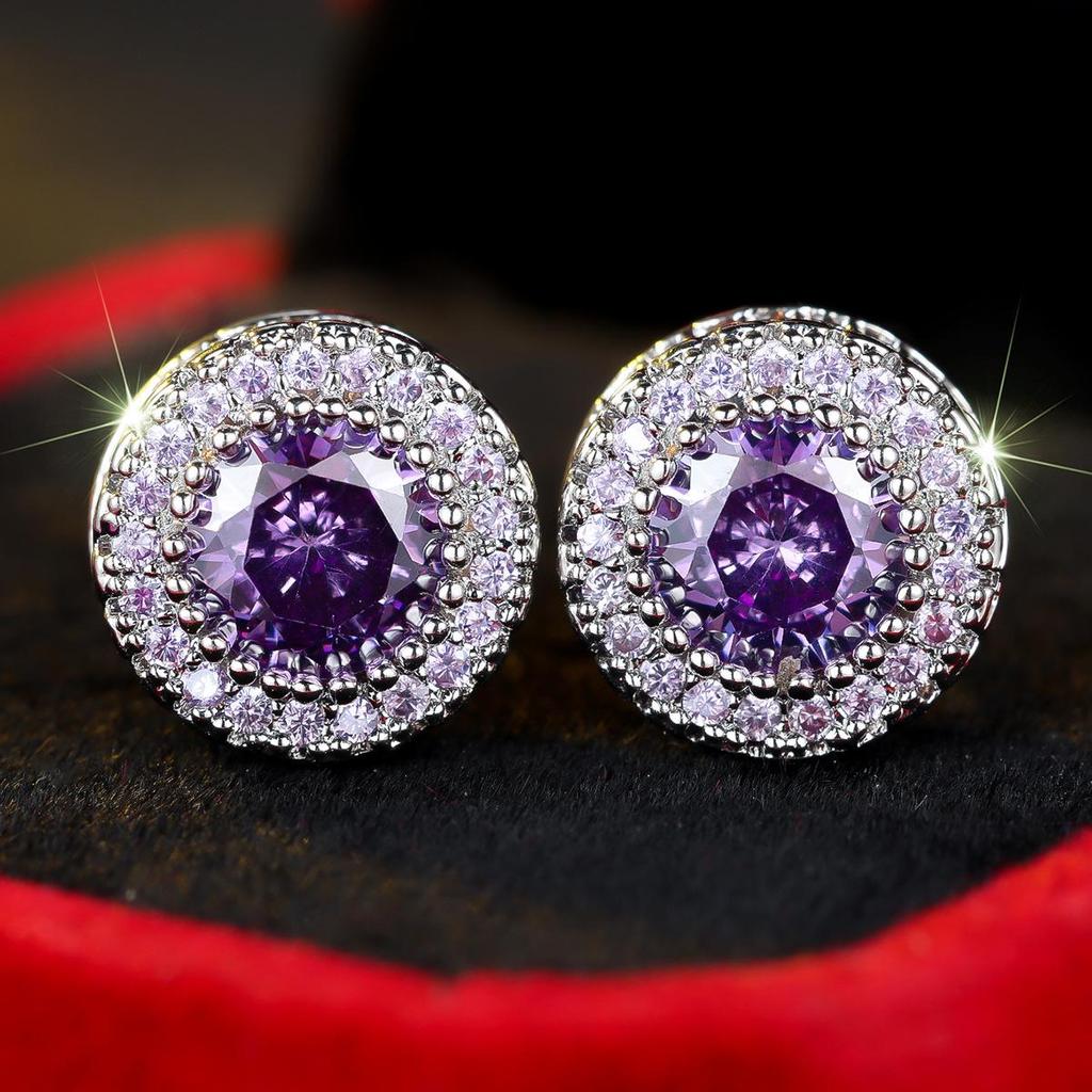 Новые серьги-пусеты круглой формы с полным бриллиантом в гонконгском стиле для женщин - Европейский и американский высококлассный полый дизайн, инновационные и стильные украшения