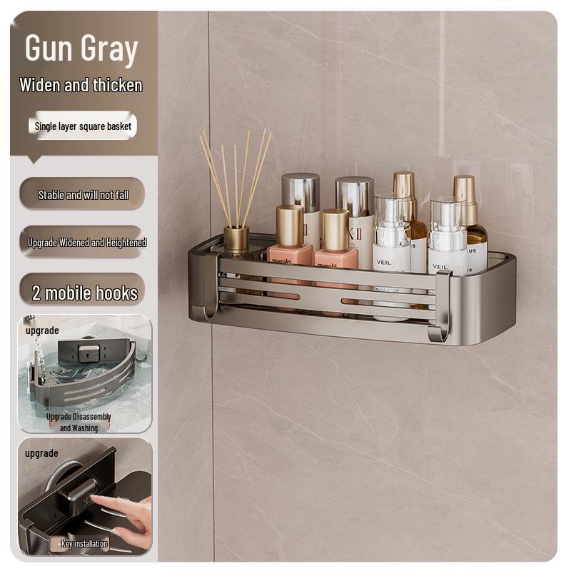 Punch-Free Bathroom Wall Shelf - Aluminum Vacuum Corner Rack