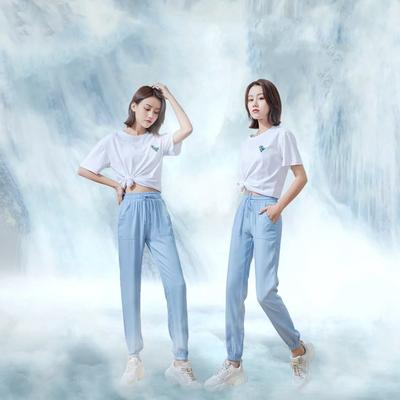 Женские летние джинсы с высокой талией, тонкие, эластичные, тонкие, на кулиске, гаремные брюки длиной девять очков